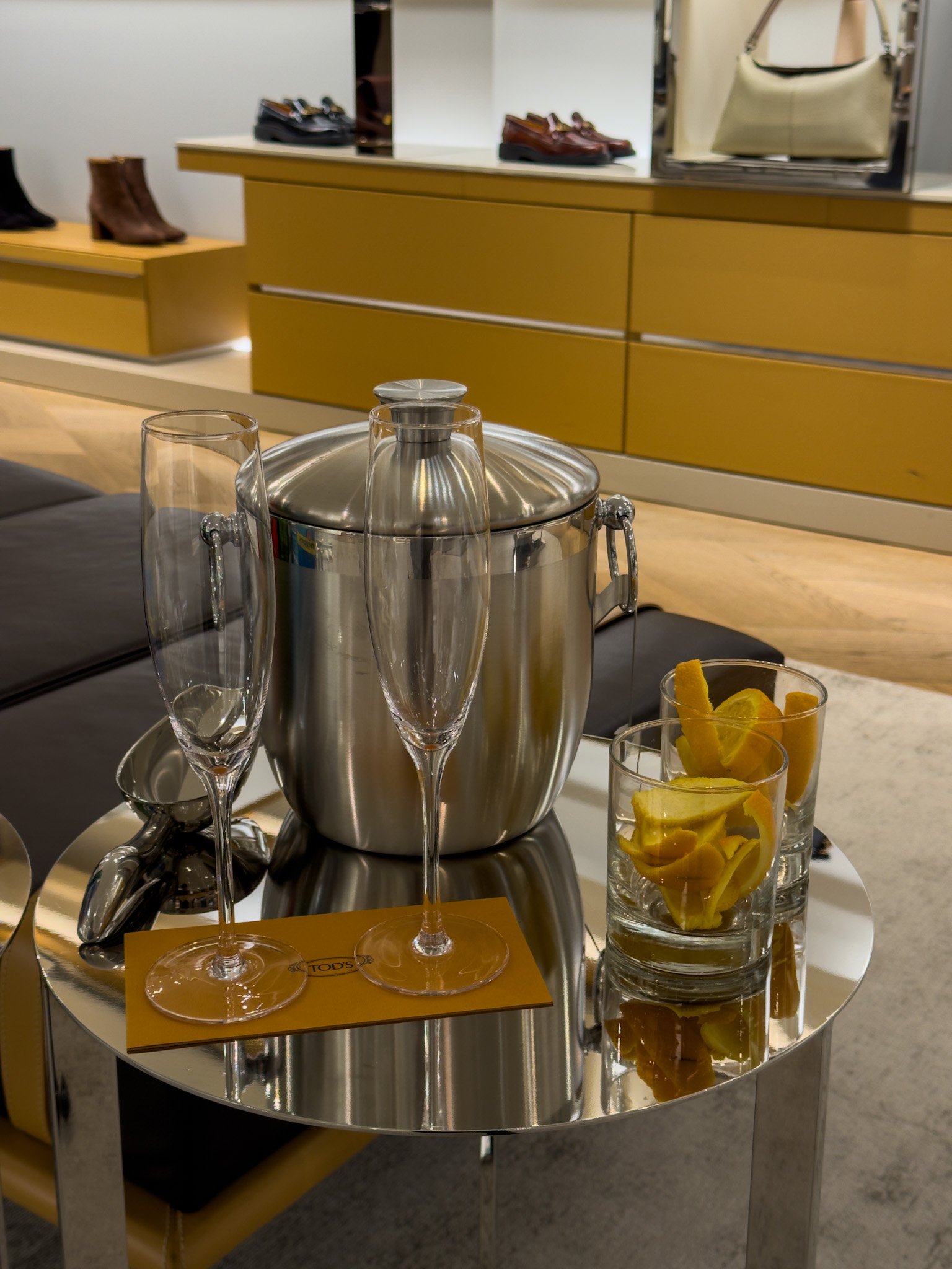 Hospitality bar prepared for a Tod's activation